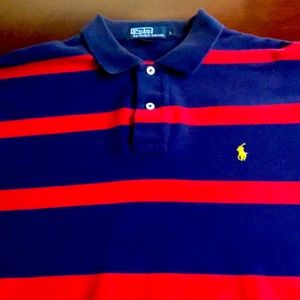 Polo by Ralph Lauren polo. Navy with red stripes.